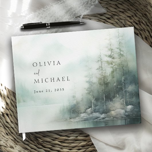 Livre D'or Rustic Mountain Lake Misty Pines Wedding