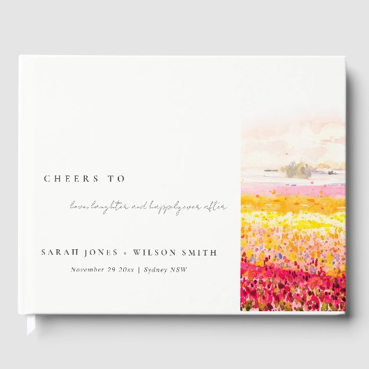Livre D'or Rustic Spring Campagne Floral Paysage Mariage (Recto)