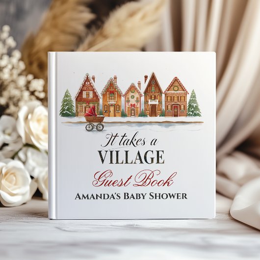 Livre D'or Rustic Troller Village Maisons Baby shower d'hiver
