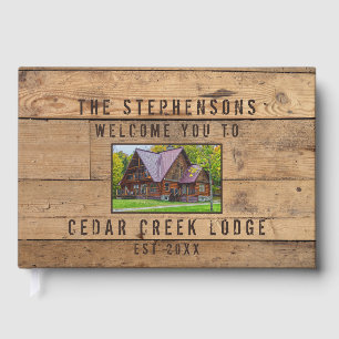 Livre D'or Rustic Wood Welcome Photo Personnalisée