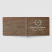 Livre D'or Rustique Aquarelle olive feuille bois foncé Mariag (Complet)