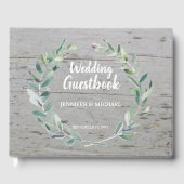 Livre D'or Rustique Aquarelle olive feuille Mariage bois (Recto)