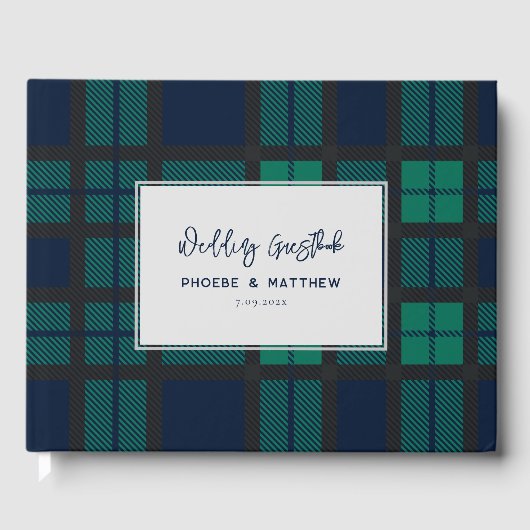 Livre D'or Rustique Blackwatch Script Mariage Tartan (Recto)