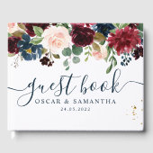 Livre D'or Rustique Bourgogne Marine Bleu & Rouge Beauté Fleu (Recto)