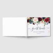 Livre D'or Rustique Bourgogne Marine Bleu & Rouge Beauté Fleu (Complet)