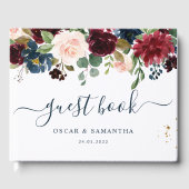 Livre D'or Rustique Bourgogne Marine Bleu & Rouge Beauté Fleu (Recto)