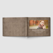 Livre D'or Rustique Brown âge Burlap Lin Graduation (Complet)