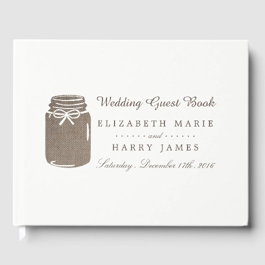 Livre D'or Rustique Burlap Mason Jar Mariage (Recto)