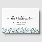 Livre D'or Rustique Dusty Blue Boho Chic Fleur sauvage Mariag (Recto)