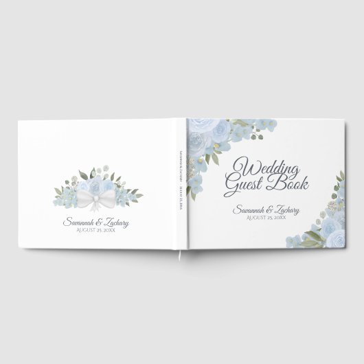 Livre D'or Rustique Dusty Blue Floral Boho Elégant mariage (Complet)