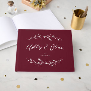 Livre D'or Rustique Elegant Fleur sauvage Bourgogne Mariage