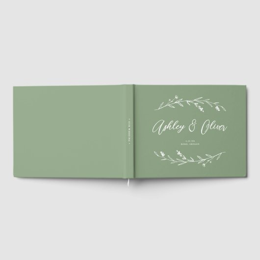 Livre D'or Rustique Elegant Sage Green Fleur sauvage Mariage (Complet)