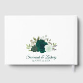 Livre D'or Rustique Emerald Green Élégant Mariage Floral Boho (Verso)