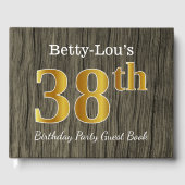 Livre D'or Rustique, Faux Gold 38th Birthday Party; Nom perso (Recto)