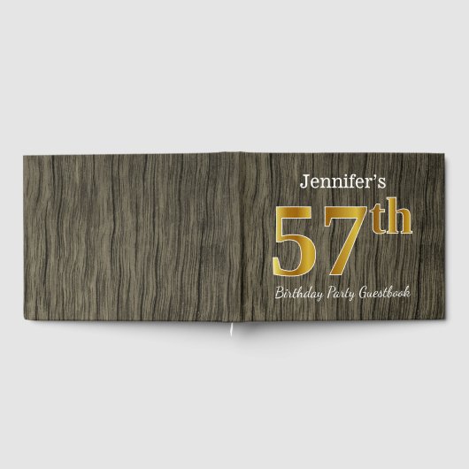 Livre D'or Rustique, Faux Gold 57th Birthday Party; Nom perso (Complet)