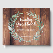 Livre D'or Rustique feuilles aquarelle Mariage bois grange (Recto)