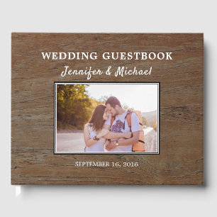 Livre D'or Rustique grange foncé bois photo couple mariage