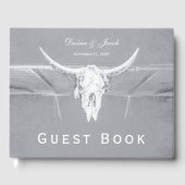 Livre D'or Rustique gris clair blanc Vache Occidentale Crâne  (Recto)