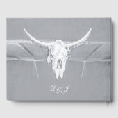 Livre D'or Rustique gris clair blanc Vache Occidentale Crâne  (Verso)