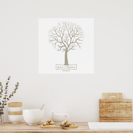 Livre d'or Rustique Gris Tan Tree empreinte Mariag (Cuisine)
