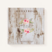 Livre d'or Rustique Mariage rose Floral Wreath (Devant)