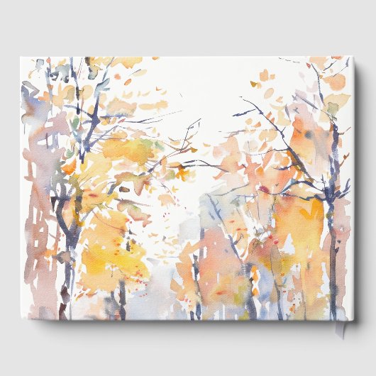Livre D'or Rustique Pastel Jaune automne Mariage paysage auto (Verso)