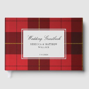 Livre D'or Rustique Plaid Wallace Plaid Rouge Mariage Tartan