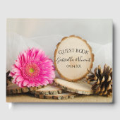 Livre D'or Rustique rose Gerber Daisy Mariage Woodland (Recto)