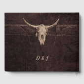 Livre D'or Rustique Taureau Mariage Pays Texture occidentale (Verso)