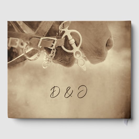 Livre D'or Rustique Western Brown Horse Mariage (Verso)