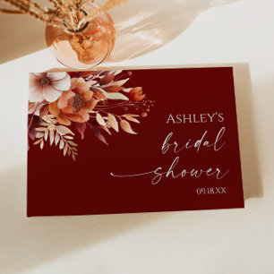 Livre D'or Rusty Burgundy Marron Floral Fleur Mariage