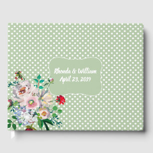 Livre D'or Sage clair avec points blancs et Mariage de fleurs
