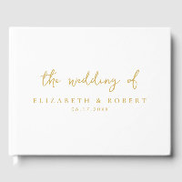 Sage de script simple et élégant Mariage d'or blan
