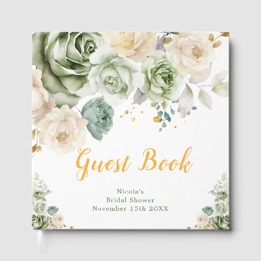 Livre D'or Sage Green and Cream Floral Bridal Shower (Recto)