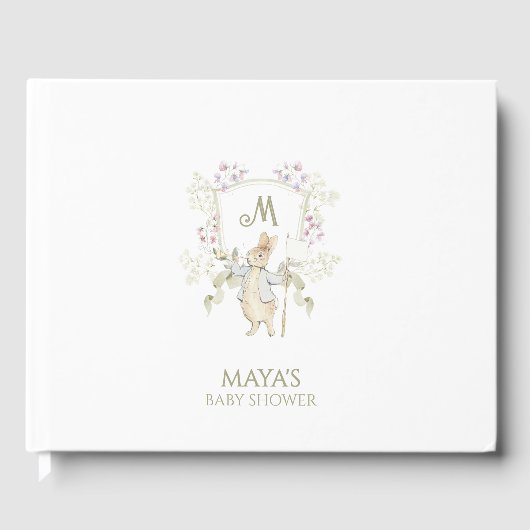 Livre D'or Sage Green En vichy Peter le Baby shower Rabbit (Recto)
