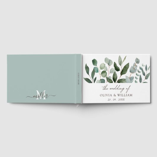 Livre D'or Sage Green Eucalyptus Feuilles Mariages (Complet)