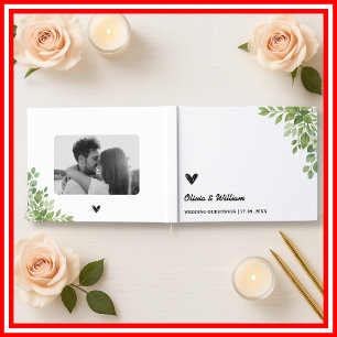 Livre D'or Sage Green Feuille verdure Mariage fleuri