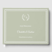 Livre D'or Sage green monogrammed wreath wedding (Recto)