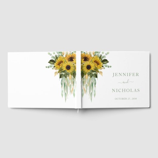 Livre D'or Sage Green Script Sunflower Eucalyptus Mariage (Complet)