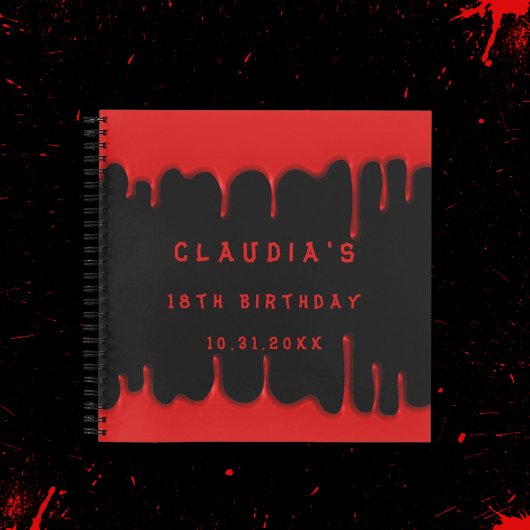 Livre d'or sang rouge noir goutte d'eau halloween