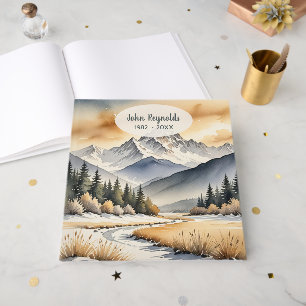 Livre D'or Scène de montagne hivernale à l'aquarelle