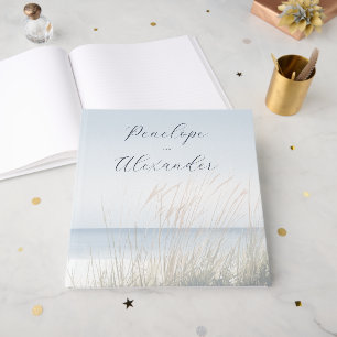 Livre D'or Scène de plage à l'aquarelle bleu tranquille