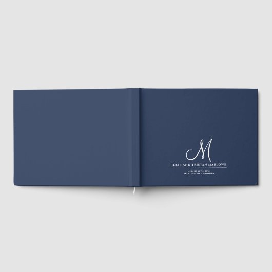 Livre D'or Script chic Mariage initial Monogram Navy Blue (Complet)