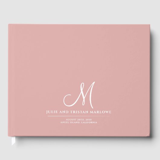 Livre D'or Script Chic Mariage initial Monogramme rose (Recto)