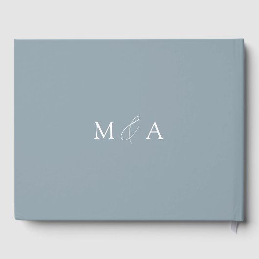 Livre D'or Script élégant moderne Mariage bleu poussiéreux (Verso)
