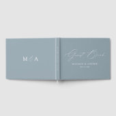 Livre D'or Script élégant moderne Mariage bleu poussiéreux (Complet)