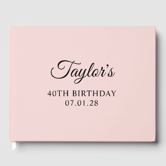 Livre D'or Script élégant noir et blanc 40e anniversaire (Recto)