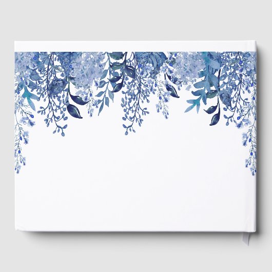 Livre D'or Script Floral Bleu En Mémoire Amoureuse (Verso)