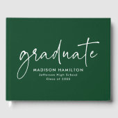 Livre D'or Script manuscrit moderne Green Photo Graduation (Recto)