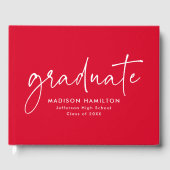 Livre D'or Script manuscrit moderne Red Photo Graduation (Recto)